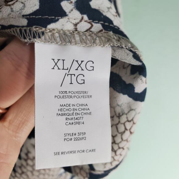 Cabi Womens Serpentine Snake Print V-Neck Ruffle Trim Blouse Size XL - Picture 5 of 6